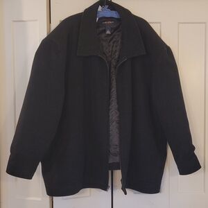 Big Men's Classic Black Wool Coat